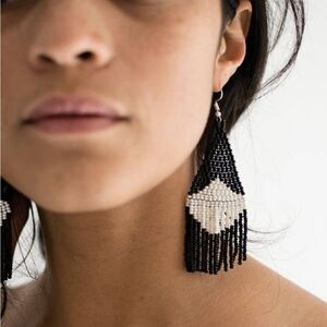 Beaded Fringe Earrings in Concha